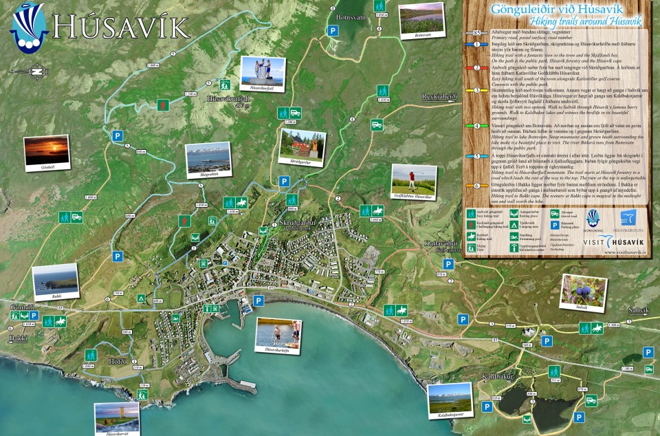 Map of hiking tours around Húsavík © Húsavíkurstofa